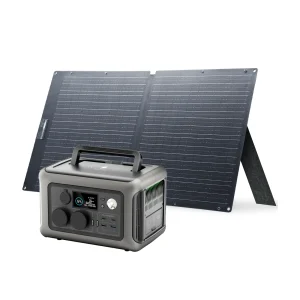 Portable Powerstation with Solarpanel  Outdoors