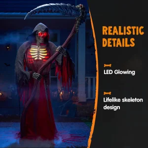 7Ft Animatronics Grim Reaper Halloween Decor - Thumbnail Image 3