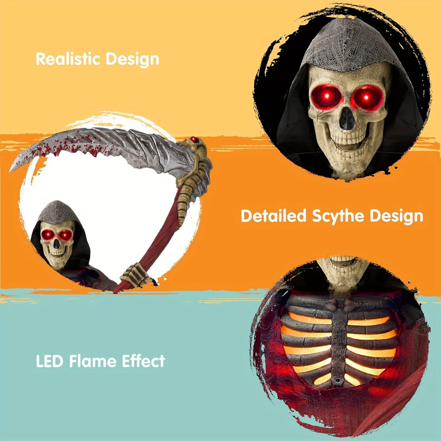7Ft Animatronics Grim Reaper Halloween Decor - Image 4