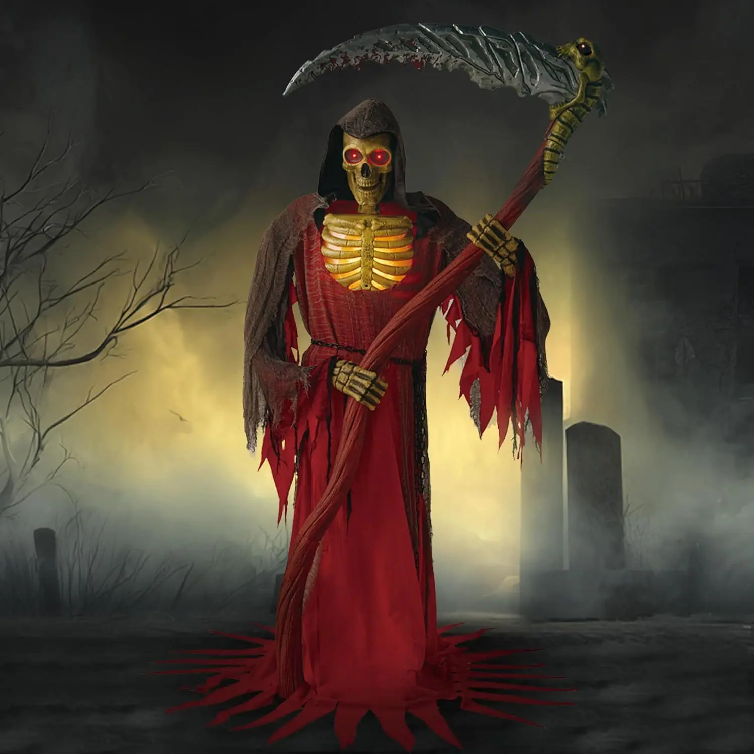 7Ft Animatronics Grim Reaper Halloween Decor - Image 1