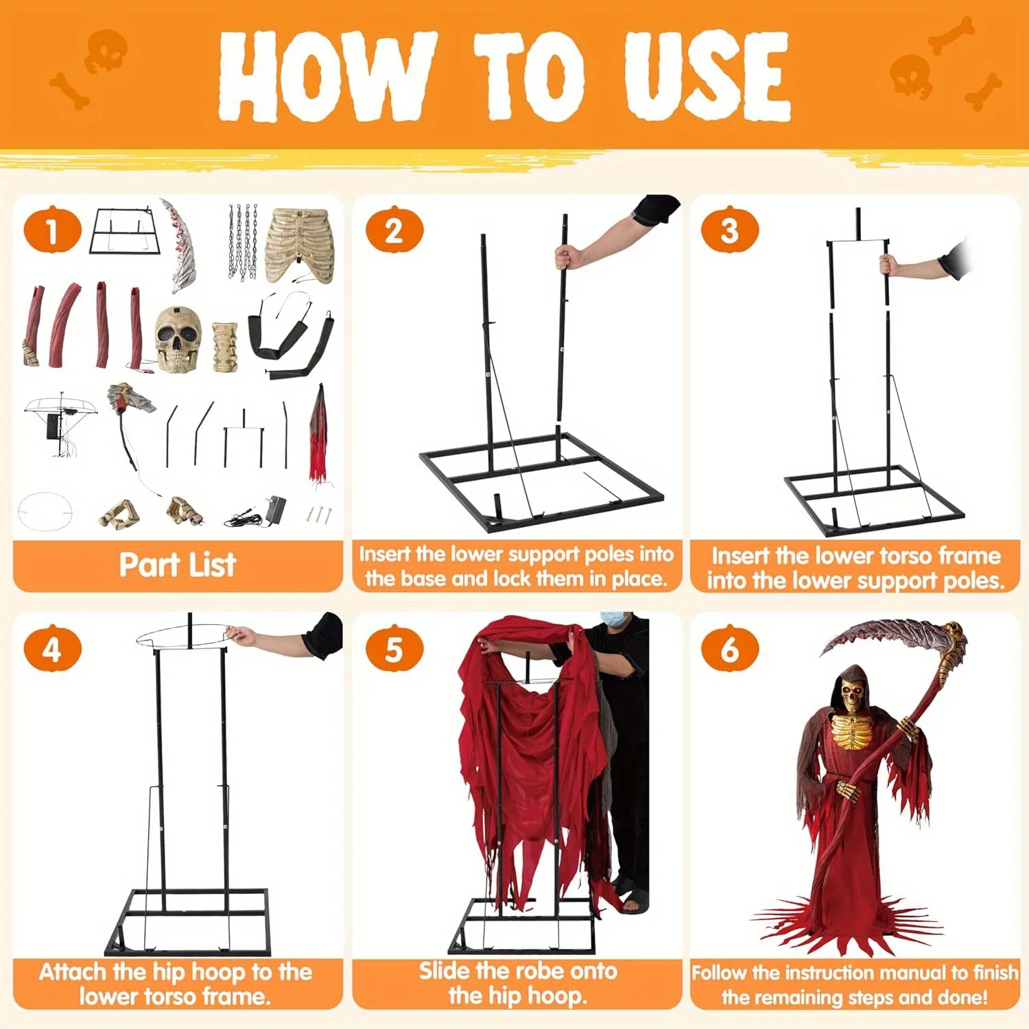 7Ft Animatronics Grim Reaper Halloween Decor - Image 5