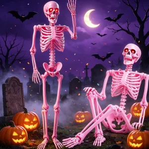 Pink Full Body Posable Skeleton/Sound Activated - Thumbnail Image 3