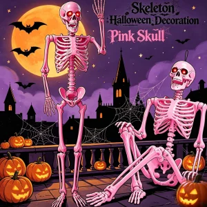 Pink Full Body Posable Skeleton/Sound Activated - Thumbnail Image 7