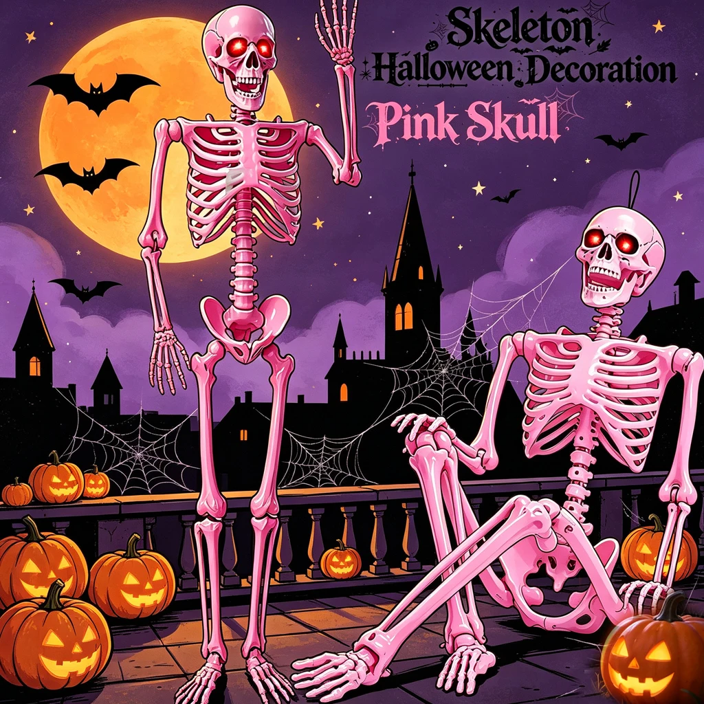 Pink Full Body Posable Skeleton/Sound Activated - Image 7