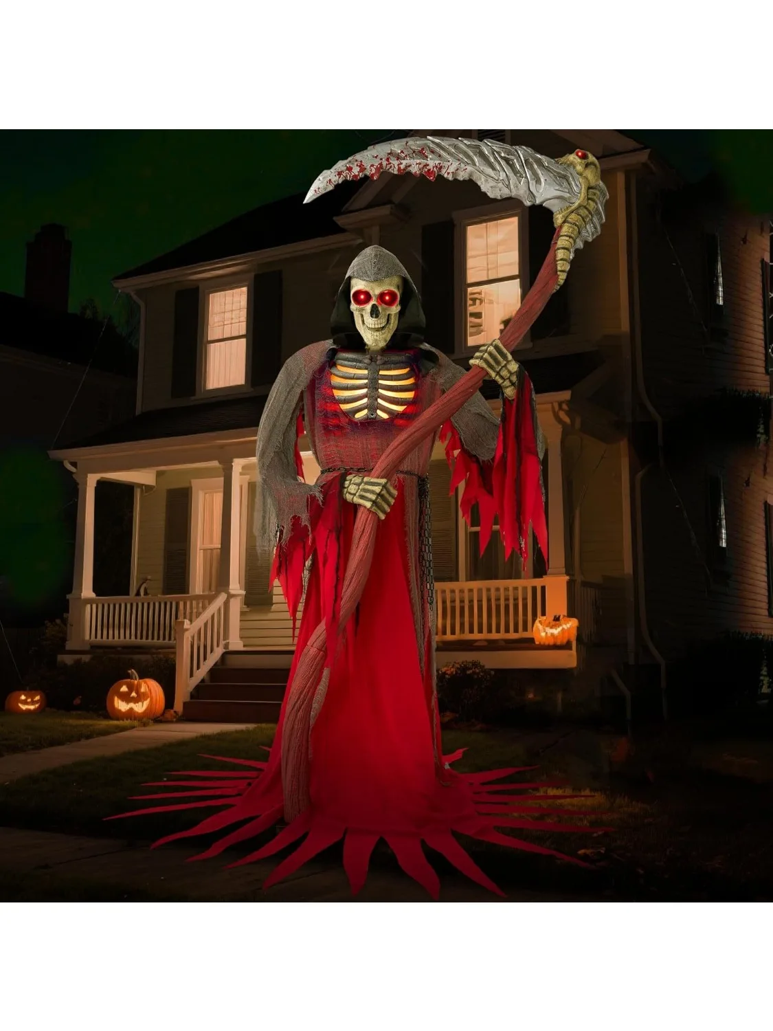 7Ft Animatronics Grim Reaper Halloween Decor - Image 7