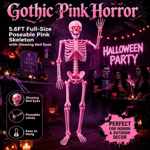 Pink Full Body Posable Skeleton/Sound Activated