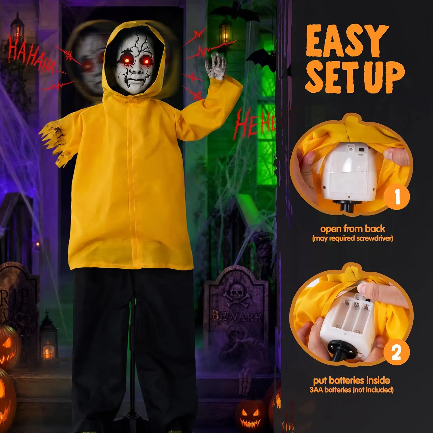 49" Life Size Halloween Animatronics Ghost Decor - Image 4