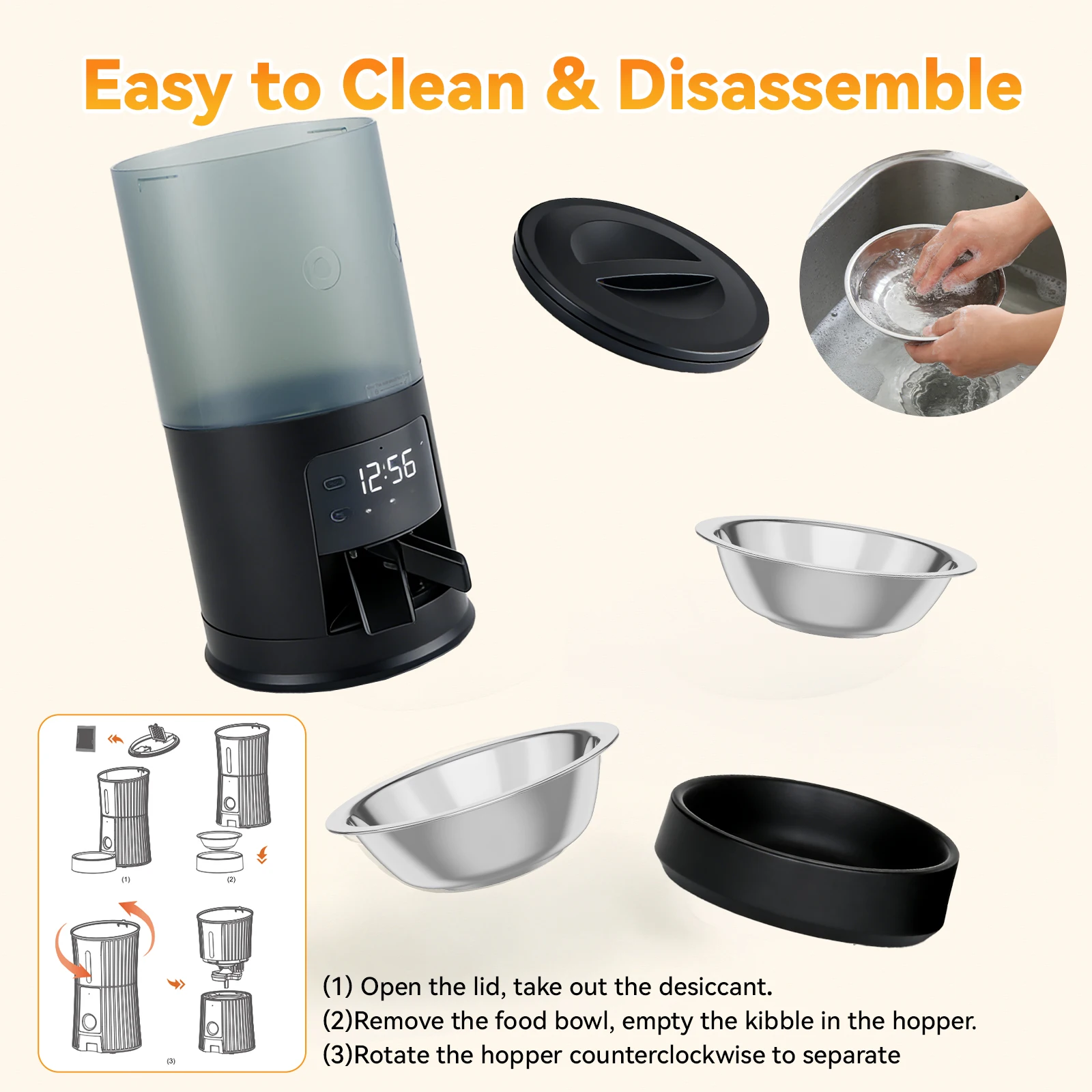 6L Automatic Cat Feeder /2 Stainless Bowls - Image 6