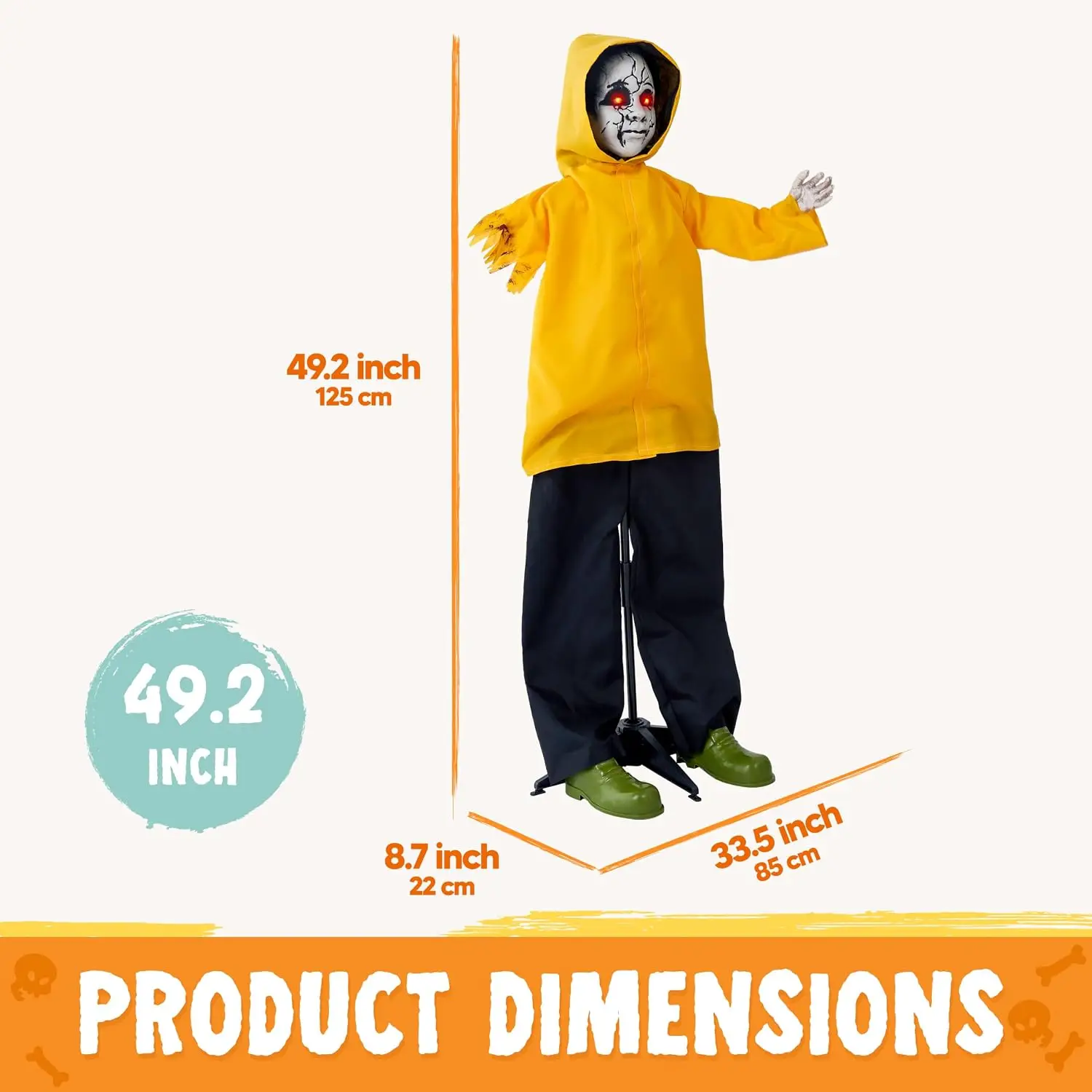 49" Life Size Halloween Animatronics Ghost Decor - Image 8